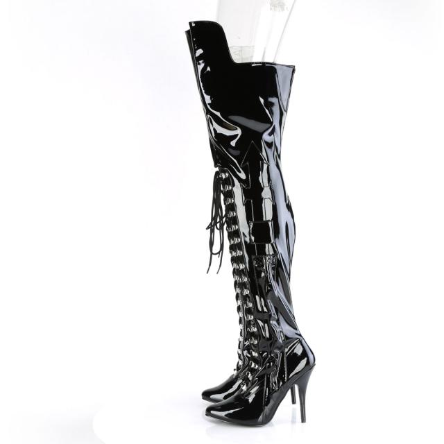 Pleaser(プリーザー) SEDUCE-3082 ウィップ＆ウィップホルダー付きサイハイブーツ 女王様ブーツ エナメル黒◆取り寄せ_2