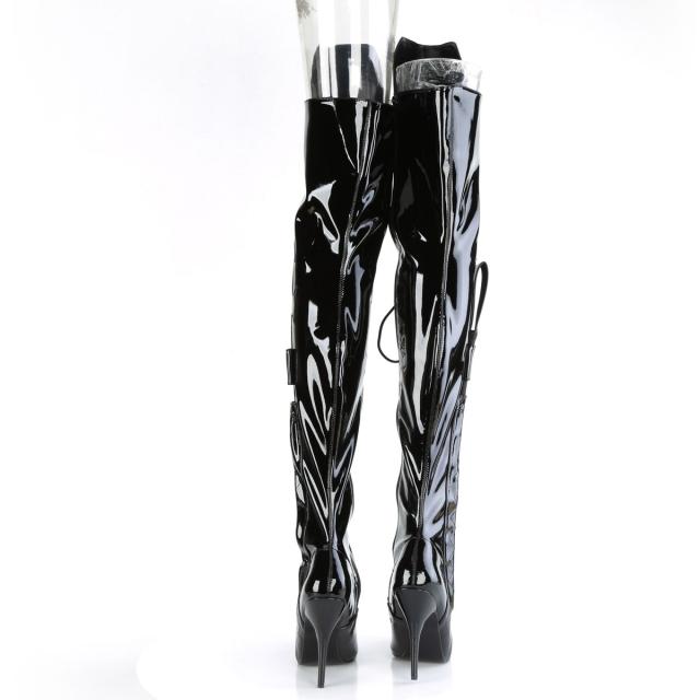 Pleaser(プリーザー) SEDUCE-3082 ウィップ＆ウィップホルダー付きサイハイブーツ 女王様ブーツ エナメル黒◆取り寄せ_3