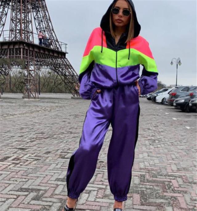 スポーツスーツ  レディース セットアップ おしゃれ 長袖 個性的 個性 人気 かっこいい かわいい 大人女子 カジュアル お出かけ 体育 スポーツ ダイエット ロングパンツ 大きいサイズ 春 秋 冬 10代 20代 パンツ 無地 派手 ジャケット ピンク ブラック 黒 パープル 紫の通販は 4,805円