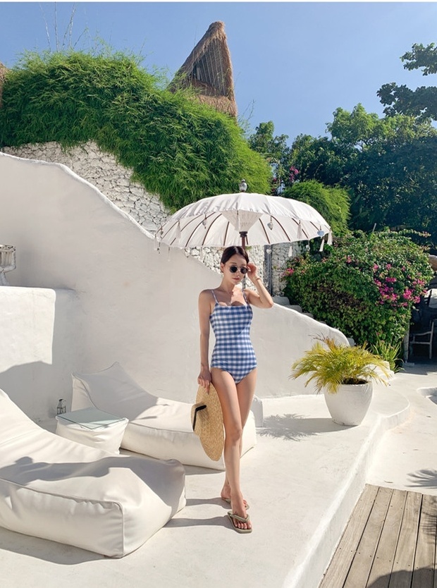 水着 ビキニ スイムウェア ワンピース水着 体系カバー水着 ワンピース 体系カバー バックシャン バックコンシャス 胸元 谷間 谷間魅せ 盛れる 小胸 かわいい 大人可愛い シンプル カジュアル おしゃれ お洒落 レトロ 女っぽ ラブリー キュート ガーリー チェック柄の通販は