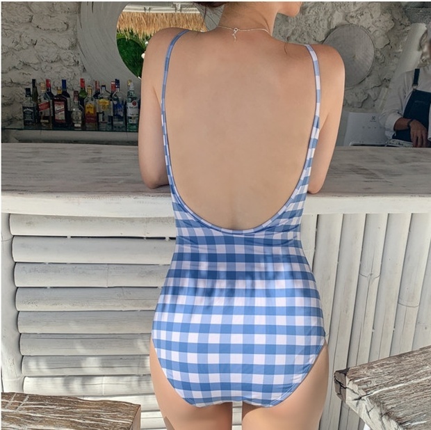 水着 ビキニ スイムウェア ワンピース水着 体系カバー水着 ワンピース 体系カバー バックシャン バックコンシャス 胸元 谷間 谷間魅せ 盛れる 小胸 かわいい 大人可愛い シンプル カジュアル おしゃれ お洒落 レトロ 女っぽ ラブリー キュート ガーリー チェック柄の通販は