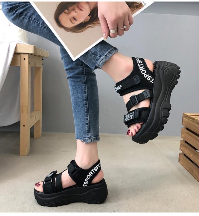 スポーツサンダル  レディース シューズ 厚底 サンダル 大きい 歩きやすい 小さい 靴 シューズ 厚底サンダル お出かけ 旅行 カジュアル おしゃれ 22.5cm 23.0cm 23.5cm 24.0cm 24.5cm ブラック カーキ ホワイト 無地 夏 2021 主役級 ビーチ プール リゾート プチプラの通販は