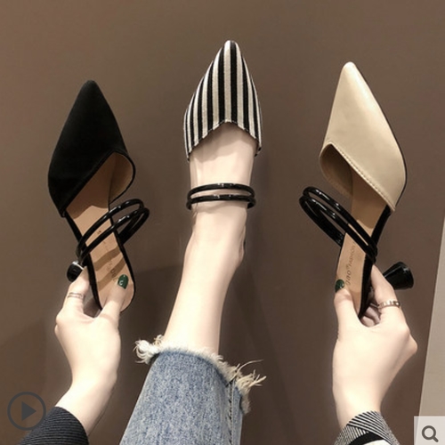 ローヒールアンクルベルトサンダル  レディース パンプス 美脚 ヒール ミュール チャンキーヒール 痛くない サンダル デニサン 太いヒール 歩きやすい 安定感 かわいい 小さいサイズ 裸足 軽い サイズ 小さい シンプル 靴 シューズ デート お出かけ 旅行 デイリー 使いの通販は 5,080円