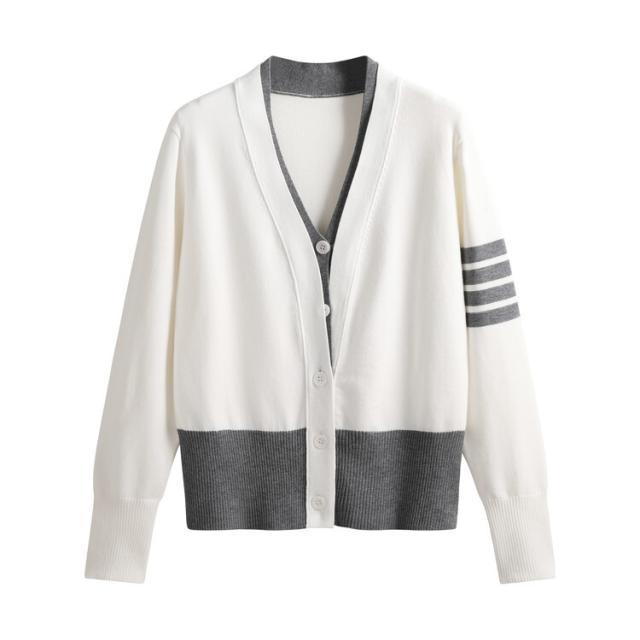 トップス アウター レディース カーディガン 上着 送料無料 個性的 春服 秋服 冬服 長袖 二の腕カバー ラグラン 袖あり Vネック スリム タイト ストレート 切り替えデザイン 前開き アメカジ インスタ映え SNS 映え 普段使い 定番 着回し 韓国 オルチャン 重ね着 バイカラーの通販は