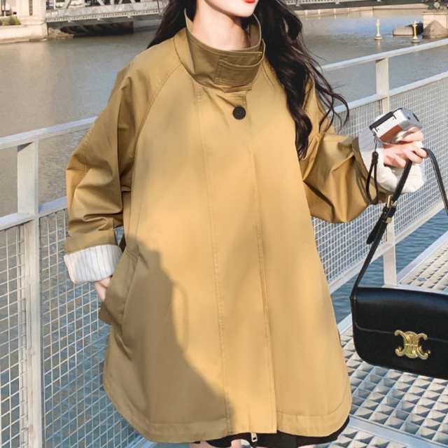 アウター レディース 上着 コート シャンパー フレア 送料無料 個性的 春服 秋服 冬服 ショート 長袖 スタンドカラー 前開き インスタ映