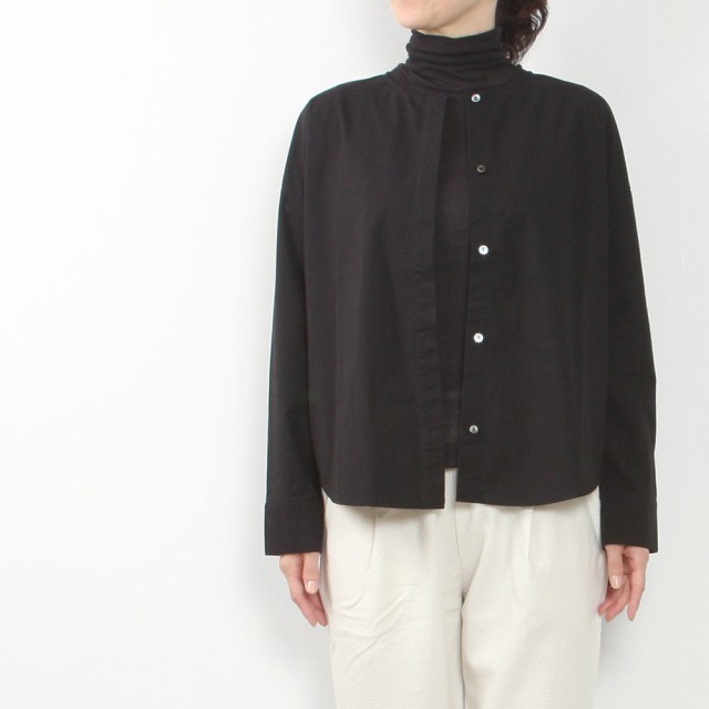 evam eva エヴァムエヴァ cotton no collar shirt E243T060