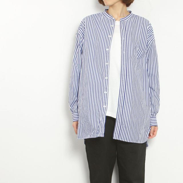 prit プリット ストライプスタンドカラーオーバーサイズシャツ P80651