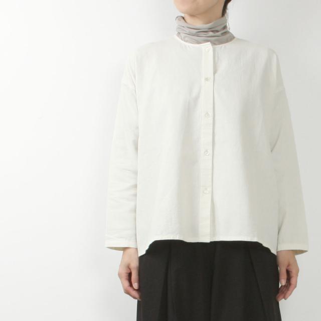 evam eva エヴァムエヴァ cotton wool no collar shirt E253T164