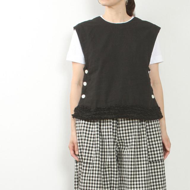 R&D.M.Co- アールアンドディーエムコー LINEN COTTON FRILL DECO BUTTON BIB NO.7477
