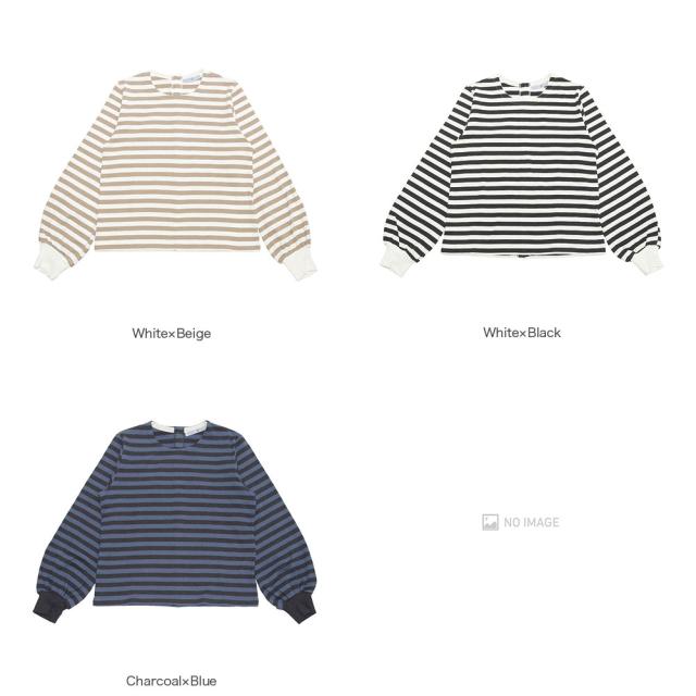 R&D.M.Co- アールアンドディーエムコー 裏起毛BORDER B.B　GATHER　SLEEVE NO.6420/7013