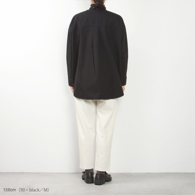 evam eva エヴァムエヴァ cotton no collar shirt E243T060