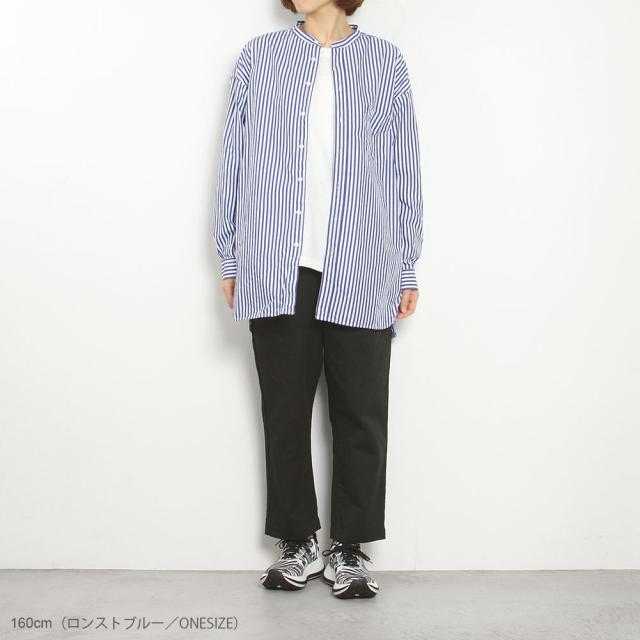 prit プリット ストライプスタンドカラーオーバーサイズシャツ P80651