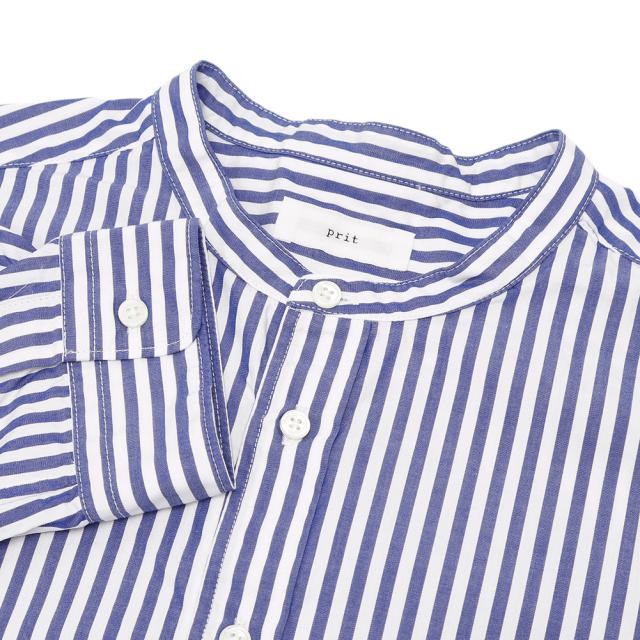 prit プリット ストライプスタンドカラーオーバーサイズシャツ P80651