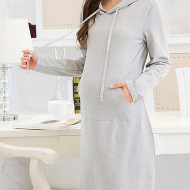 マタニティ パーカーワンピース マキシ丈 マタニティウェア 裏起毛 ワンピース ロング丈 レディース トレーナー パーカー スウェット パの通販はau Pay マーケット にゃニャオ