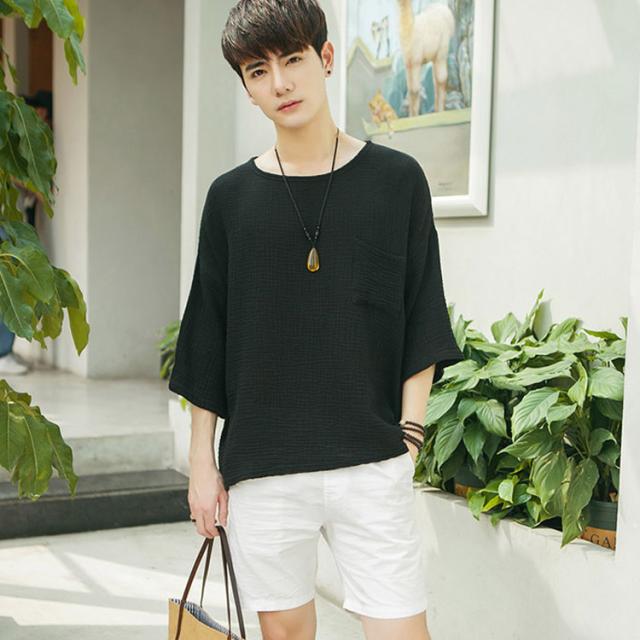 Tシャツ 7分袖 メンズ クルーネック 無地 ゆったり ゆるさら 透け感 アジアン風 お洒落 カジュアル 春夏 トップス エスニック 16夏新作の通販はau Pay マーケット にゃニャオ