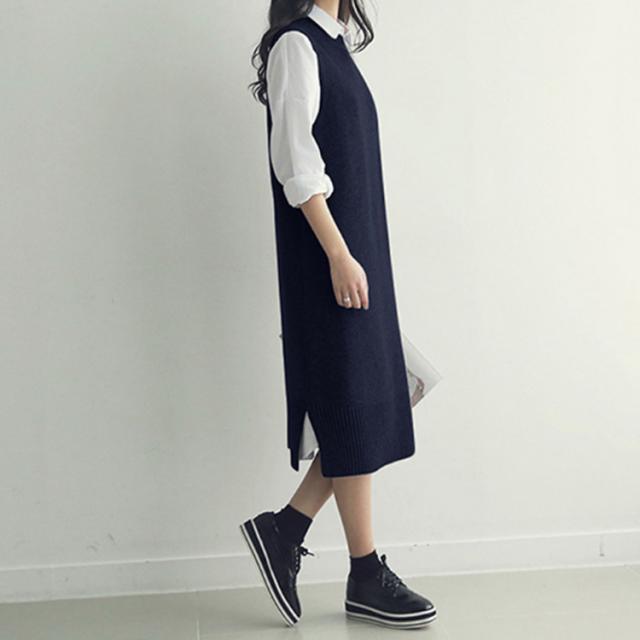 ニットワンピース ベストワンピース レディース 袖なしニット ロング丈ニット ニットワンピ ノースリーブセーター 袖なし ロング丈 クルの通販はau Pay マーケット にゃニャオ