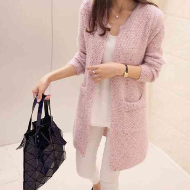 カーディガン レディース 厚手 きれいめ ロング 冬 丸首 ニット ロング丈 長袖 アウター ピンク 赤 白 グレー ブルー かの通販はau Pay マーケット にゃニャオ