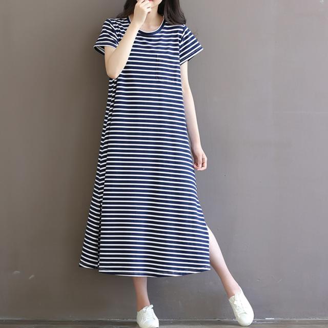 スウェットワンピース ロング サマーワンピース 半袖 ボーダーワンピース Aラインワンピース フレアワンピース カジュアルワンピの通販はau Pay マーケット にゃニャオ