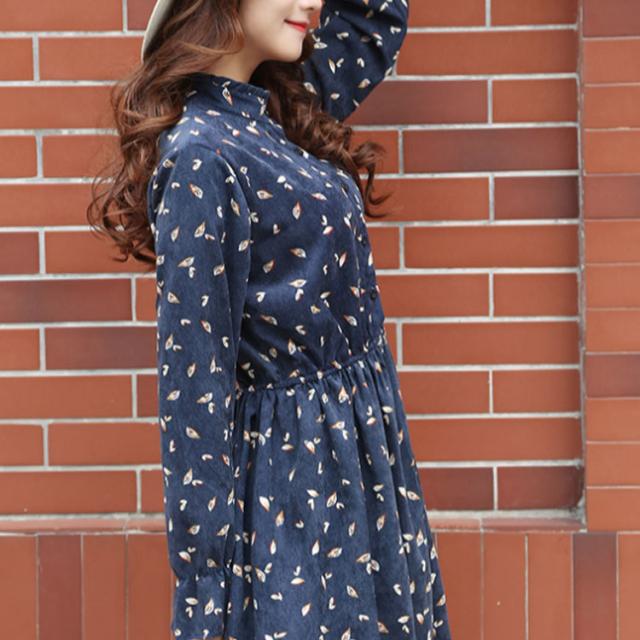 コーデュロイ ワンピース 花柄 ミモレ丈 ワンピース フレアワンピース ロングワンピース ワンピース レトロ 森ガール ワンピース ロングの通販はau Pay マーケット にゃニャオ