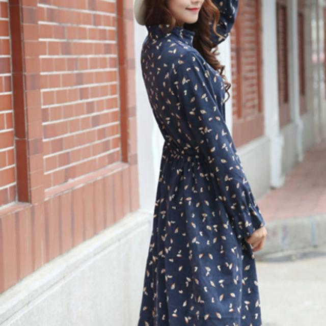 コーデュロイ ワンピース 花柄 ミモレ丈 ワンピース フレアワンピース ロングワンピース ワンピース レトロ 森ガール ワンピース ロングの通販はau Pay マーケット にゃニャオ