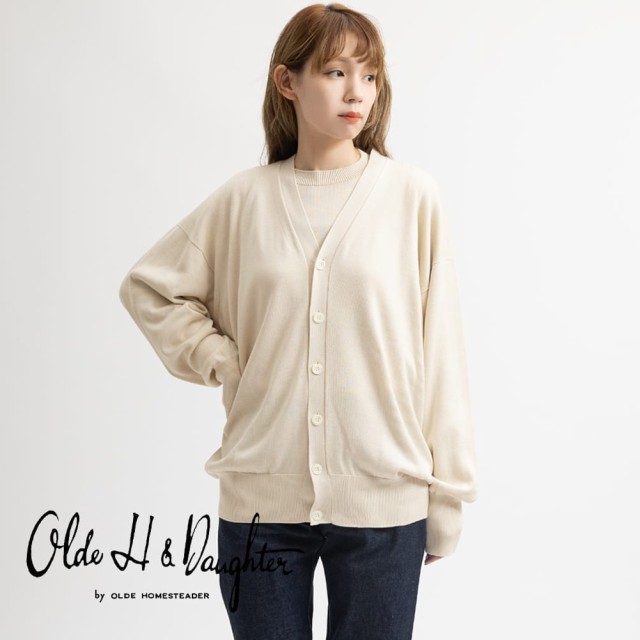 Olde H＆Daughter(オールドエイチアンドドーター)/SILK PLAIN STICH V NECK CARDIGAN(シルク プレイン ステッチ Vネック カーディガン)/