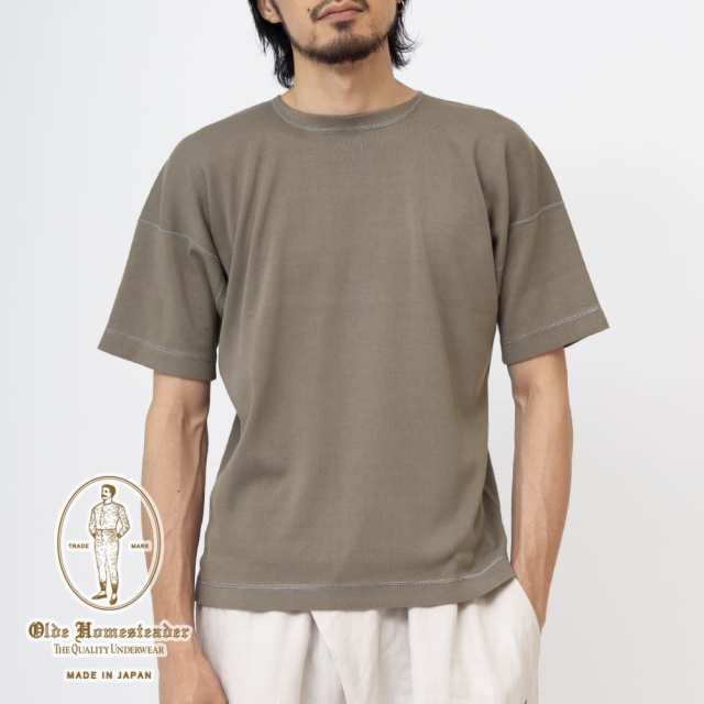 オールドホームステッダー　ヘビーウエイト リブ クルーネック ショートスリーブ 半袖 Tシャツ Olde Homesteader HEAVY WEIGHT CREW NECK SHORT SLEEVE SWEAT US008 カットソー ニット 日本製の通販は