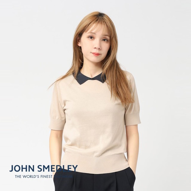 JOHN SMEDLEY(ジョンスメドレー)/BICOLOUR POLO SHIRT(バイカラー ポロ シャツ)/日本別注 正規品 30G Sea Island Cotton シーアイランド コットン レディース トップス 半袖 イギリス製 S4485