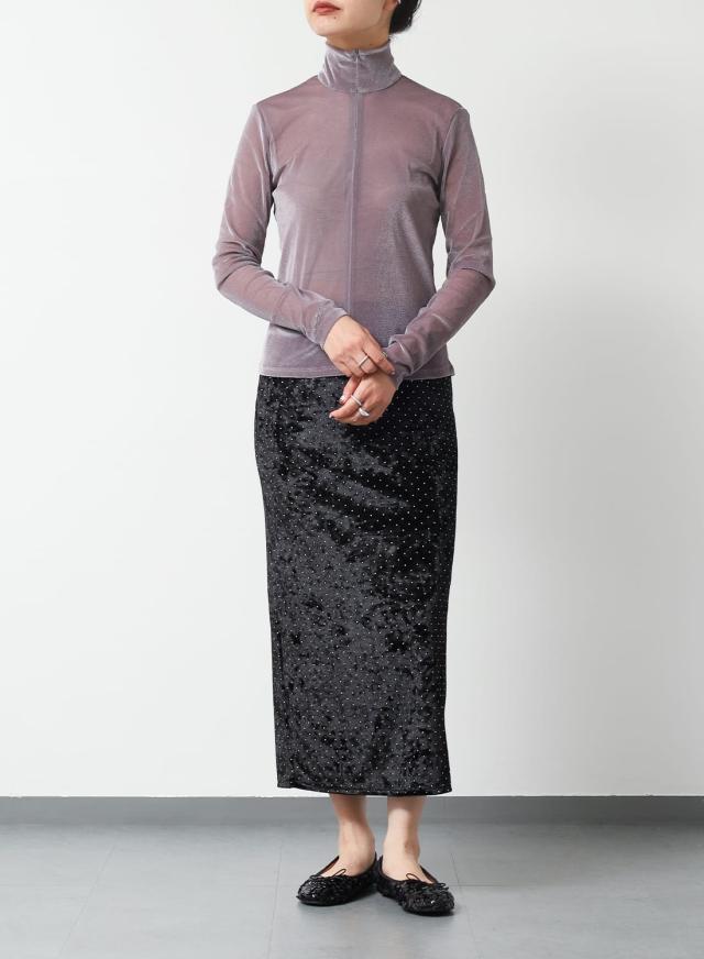 SIMONE WILD(シモーネワイルド)/MESH VELVET SKILS(メッシュ ベルベット スキルズ)/レディース トップス カットソー モード メッシュトップス ベロアトップス 長袖カットソー レイヤード SIMONE WILD(シモーネワイルド)/MESH VELVET SKILS(メッシュ