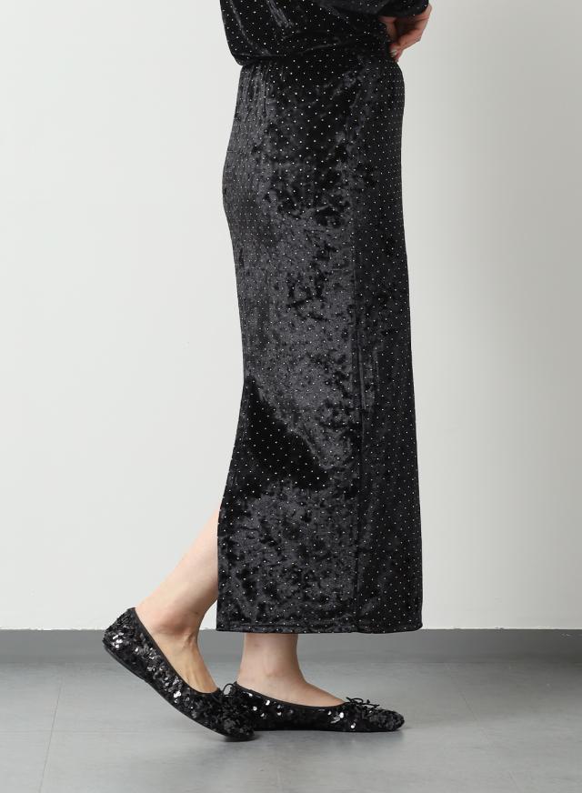 SIMONE WILD(シモーネワイルド)/Low waist Skirt Stud Velvet(ロー