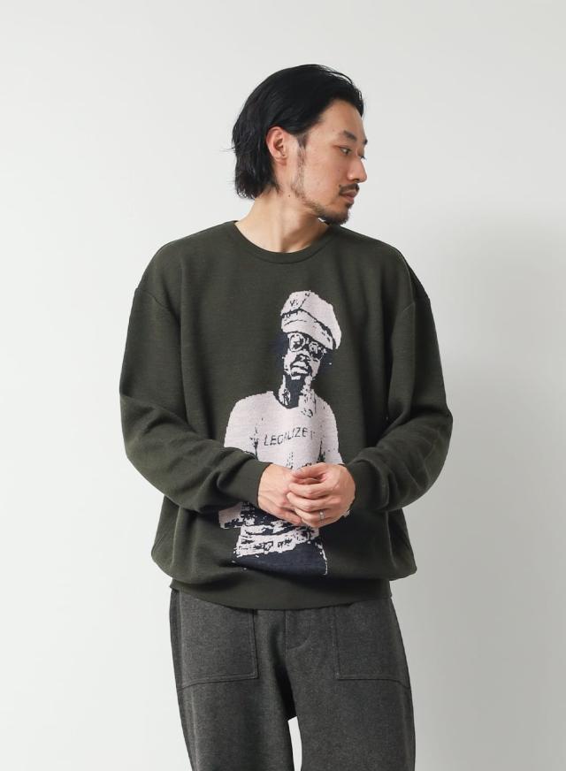museum neu（ミュージアムニュー）Peter Tosh Knit Pullover（ピーター・トッシュ ニットプルオーバー）25AW ニット セーター クルーネック プルオーバー ウール デニスモリス ボブマーリー レゲエ フォトグラフィック アート ミュージック museum neu（ミュージアムニュー）Peter Tosh Knit Pullover（ピーター