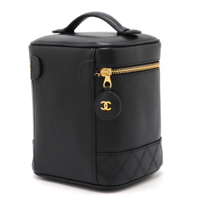 シャネル バニティバッグ コスメポーチ ビコローレ ラムスキン ココマーク 黒色 CHANEL シャネル ビコローレ ココマーク バニティバッグ