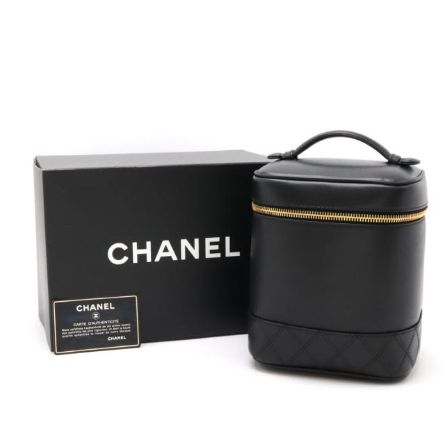 シャネル バニティバッグ コスメポーチ ビコローレ ラムスキン ココマーク 黒色 CHANEL シャネル バニティバッグ ビコローレ A01618 ブラック