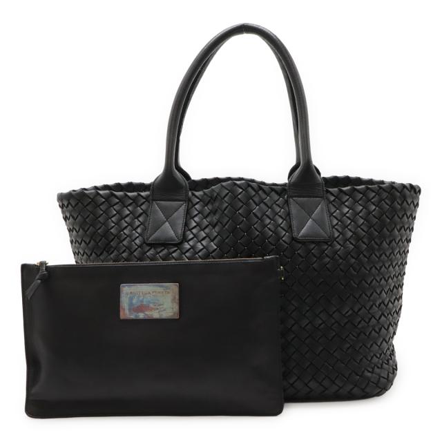 BOTTEGA VENETA ボッテガ ヴェネタ イントレチャート カバPM トートバッグ ショルダーバッグ レザー ブラック 黒 ポーチ付き 限定250個 141498
