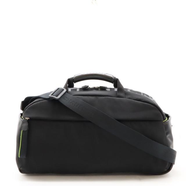 CHANEL シャネル スポーツライン ココマーク ボストンバッグ トラベル 旅行 2WAY ショルダーバッグ ナイロン ラバー ブラック 黒 ネオンイエロー