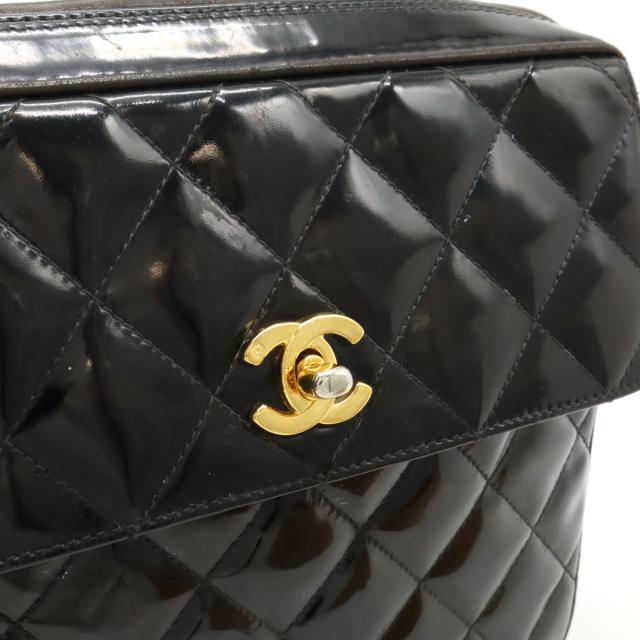 シャネル マトラッセ ココマーク ハンドバッグ パテント ブラック