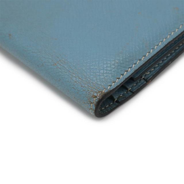極美品】HERMES ベアンデュプリ長財布ブルーシルバー金具