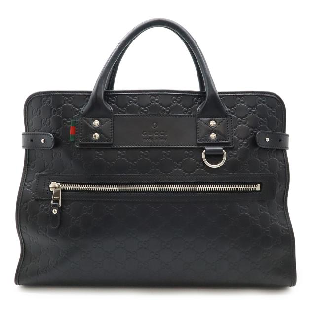 GUCCI グッチ グッチシマ ウェブループ ビジネスバッグ ブリーフケース 書類カバン ラバーコーティングレザー ブラック 黒 246410