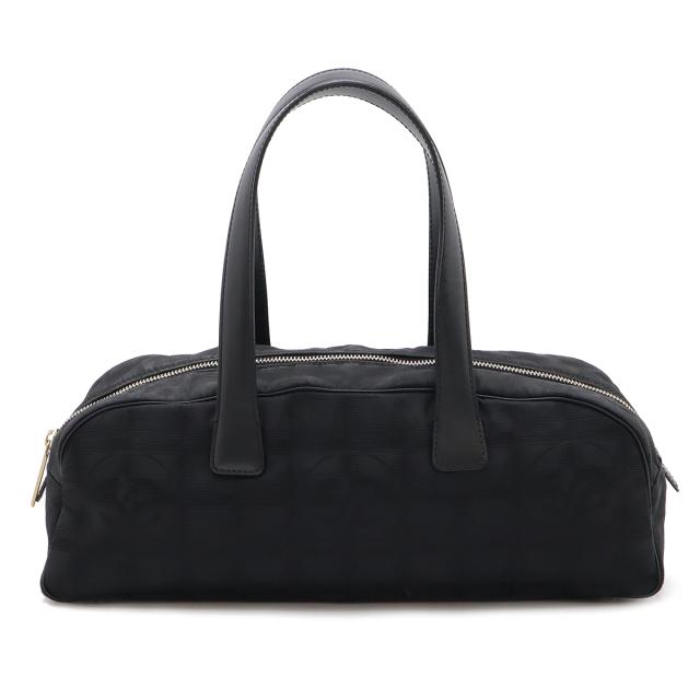 CHANEL シャネル ニュートラベルライン ミニボストンバッグ ハンドバッグ ナイロンジャガード レザー ブラック 黒 ゴールド金具 A15828