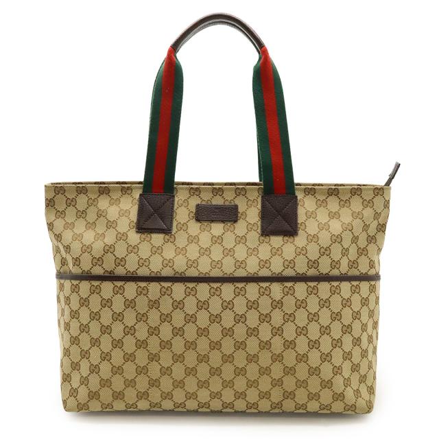 GUCCI グッチ GGキャンバス トートバッグ ラージトート ショルダーバッグ マザーズバッグ レザー カーキベージュ アイボリー 白 155524