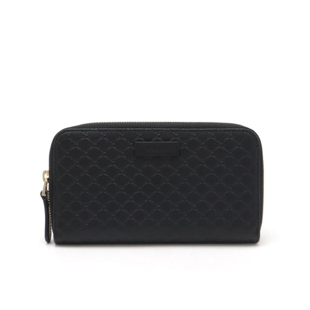 【極美品】GUCCI シマ　ジップアラウンドウォレット　長財布　黒 極美品】GUCCI シマ 長財布 ラウンドジップ レザー ブラック