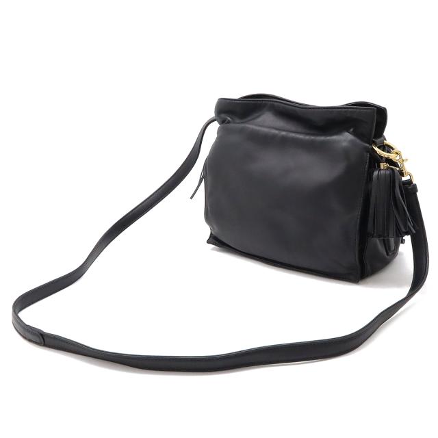 LOEWE ロエベ フラメンコ22 ショルダーバッグ 斜め掛け ポシェット 2WAY 巾着 フリンジ タッセル ナッパレザー ブラック 黒 380.82EH39