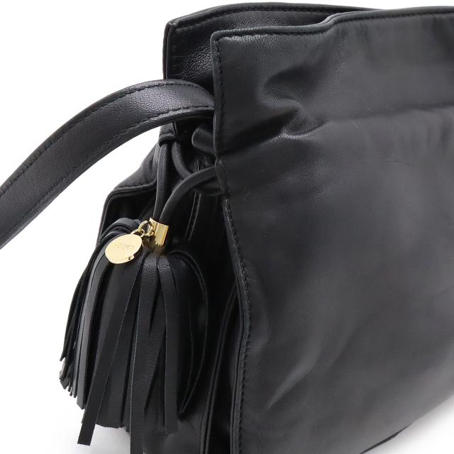 LOEWE ロエベ フラメンコ22 ショルダーバッグ 斜め掛け ポシェット 2WAY 巾着 フリンジ タッセル ナッパレザー ブラック 黒 380.82EH39