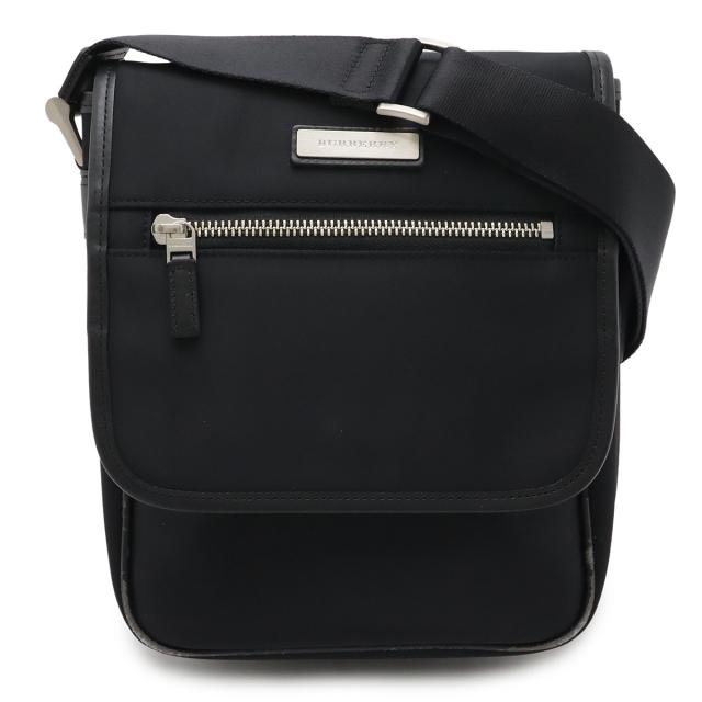 BURBERRY バーバリー ショルダーバッグ 斜め掛け ナイロン レザー ブラック 黒