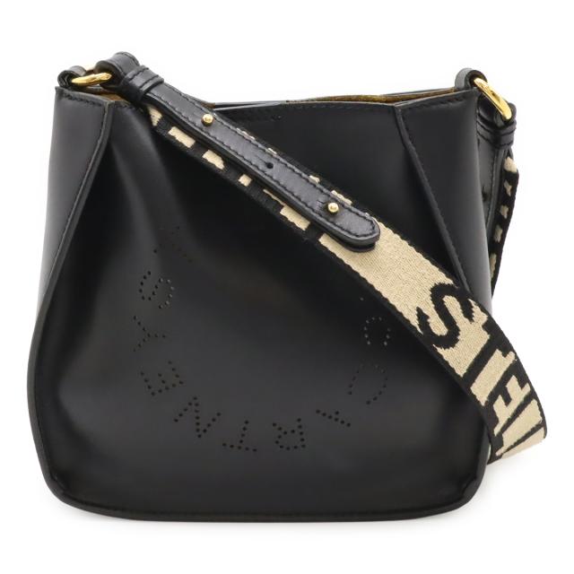 STELLA McCARTNEY ステラ マッカートニー ミニステラロゴ ショルダーバッグ 斜め掛け レザー ブラック 黒 ゴールド金具 700265