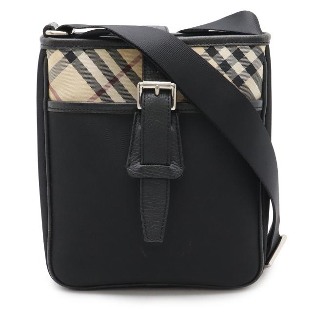 バーバリー　 ショルダーバッグ　 斜め掛け 　ノバチェック　 ナイロン　黒 BURBERRY バーバリー ショルダーバッグ 斜め掛け ナイロン レザー
