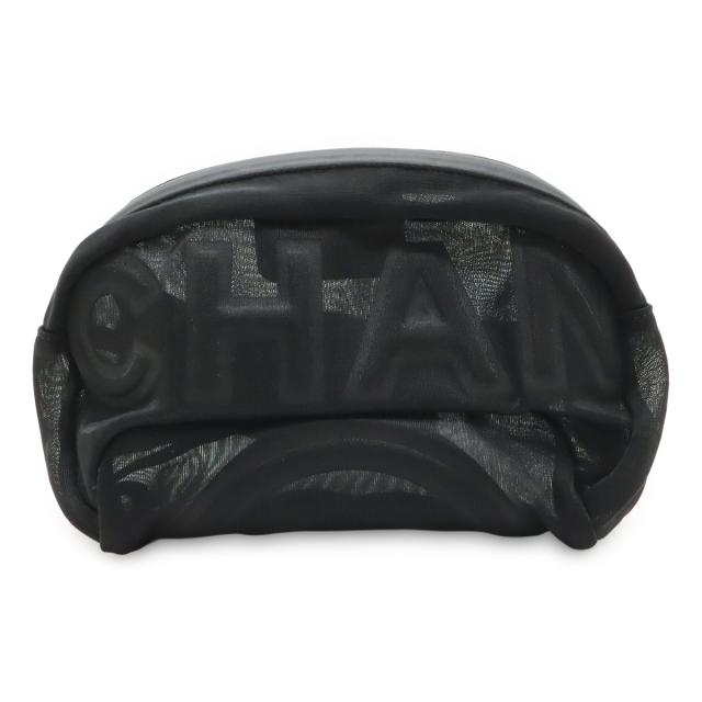 CHANEL シャネル ロゴ メッシュ ボディバッグ ウエストポーチ ウエストバッグ ナイロン ブラック 黒 AS0425