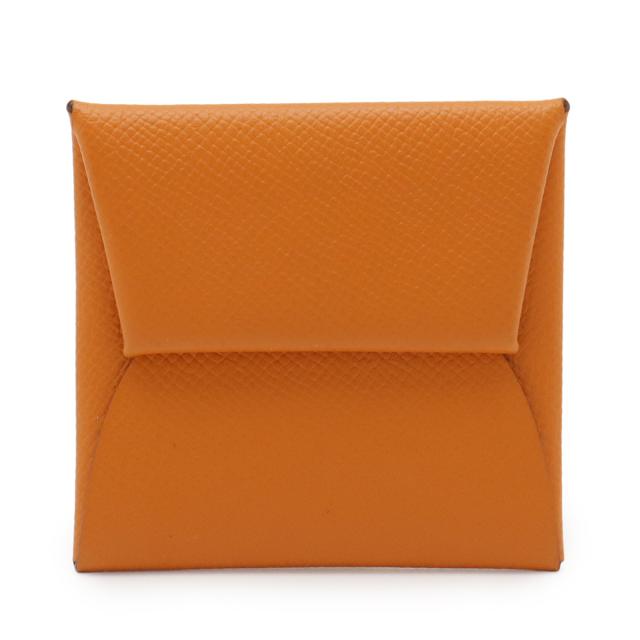 HERMES エルメス バスティア ケース 小銭入れ パース ヴォーエプソン レザー オレンジ シルバー金具 D刻印