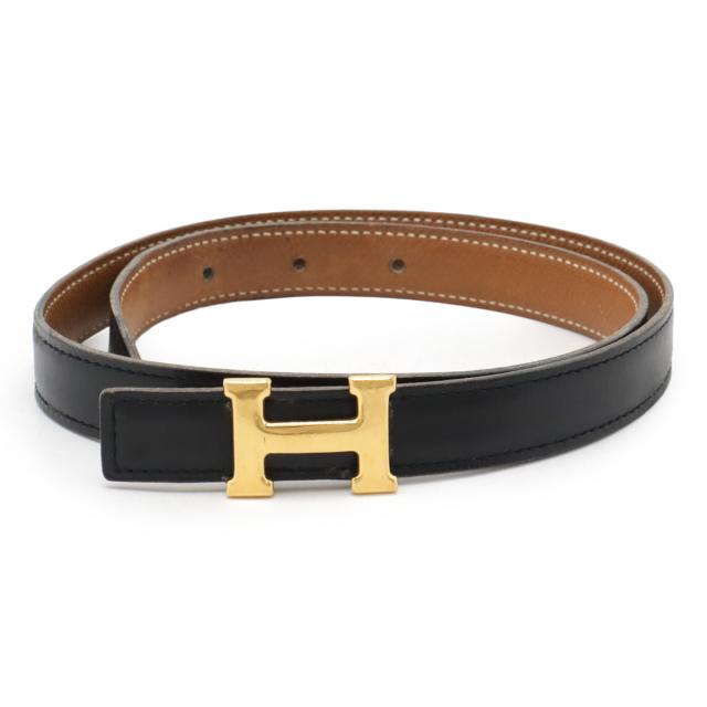 超美品！　エルメスベルト　リバーシブル　ゴールド金具　黒×茶　65センチ エルメスベルト65黒茶 超美品！ エルメスベルト リバーシブル ゴールド
