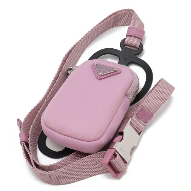 PRADA - PRADA プラダ スマートフォンケース モバイルケース 携帯 ネックストラップ ナイロン PRIMULA ピンク シルバー金具 1ZT016 PRADA プラダ スマートフォンケース モバイルケース 携帯 ネック