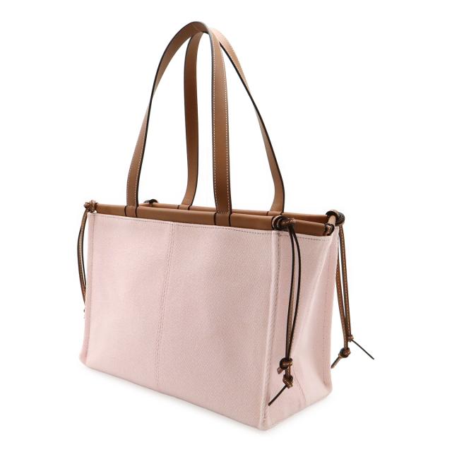 LOEWE ロエベ クッショントート スモール トートバッグ ショルダーバッグ キャンバス レザー ライトピンク ブラウン 330.02AA93